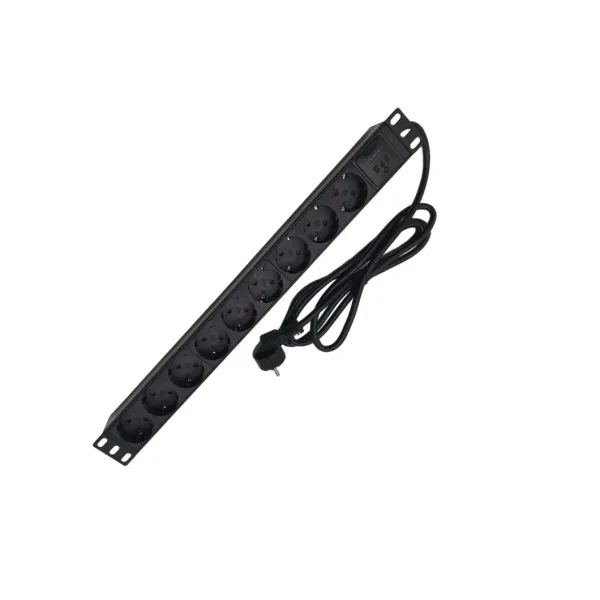 8 Outlet Rack Mount PDU Power Strip, 1020j Surge Protection & 15A Overload Switch, Fits 19'' Network Server Rack
