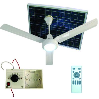 Fabrica 12V BLDC ventilador de techo 56 pulgadas solar DC ventilador de techo con luz LED