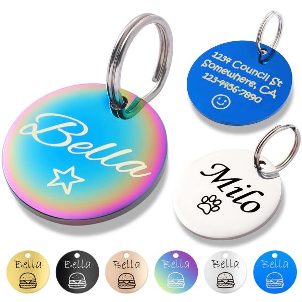 SGS Stainless Steel Dog Collar Tags 1.2mm Thick Soft Hard Enamel
