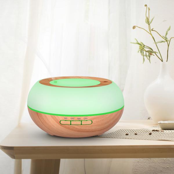 7 Color Changing LED Light Aromatherapy Essential Oil Diffuser 300ml air ultrasonic humidifier Light Wood Grain RY25C