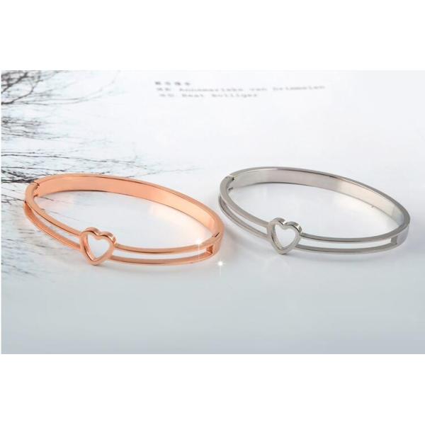 latest Stainless Steel Heart Wire Bracelet for Girls, High-End Open Bangles