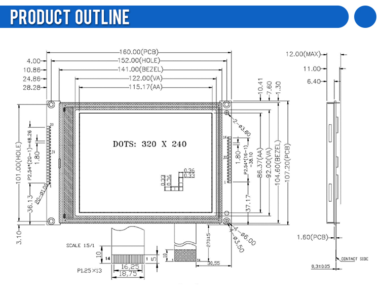 Blue Film Manufacturer 320240B1 LCD Display Module With Controller NT7086PQ 5.7-Inch Display Screen