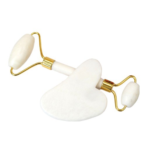 Skin Care Tool Natural White Jade Stone Gua Sha Scraping Board Guasha Face Roller Gift Box Set for Body Muscles Massage