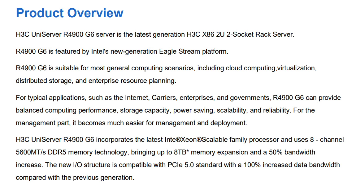 H3C UniServer R4900 G6 Server  the latest generation H3C X86 2U 2-Socket Rack Server