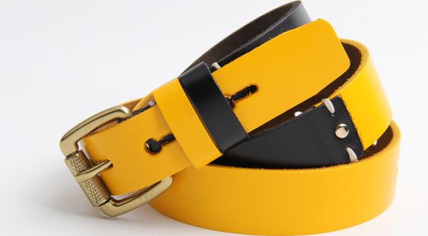 Kids  Mixed Color Genuine Leather Belt With Two Different Color Loops