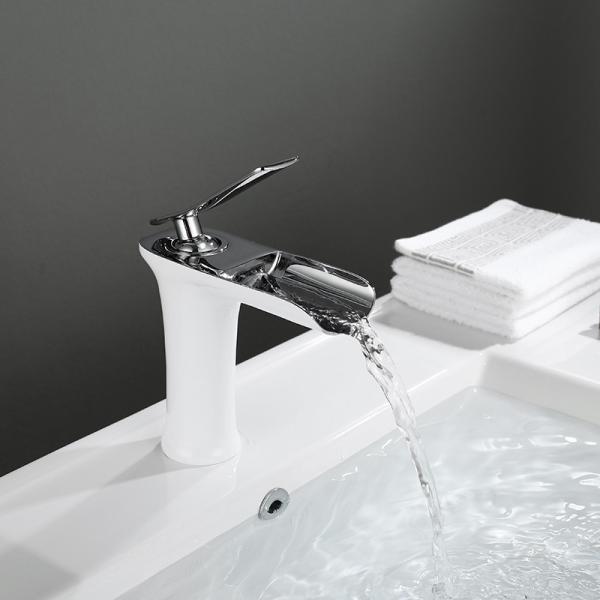 Modern Ceramic Valve Core European Style Bathroom Under Counter Basin Waterfall Faucet