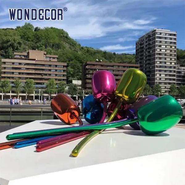 Современным на открытом воздухе абстрактным выкованная цветком нержавеющая сталь скульптуры металла