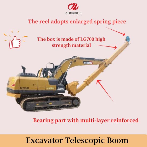 High Quality Hydraulic Telescoping Excavator Boom High Reach Demolition Boom for Cat320 PC200 Construction Machinery Parts