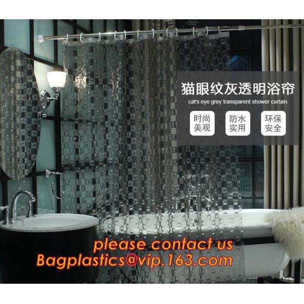 Mould Proof Waterproof white and black trellis design pvc custom bath curtain printed shower curtain, High quality Polye