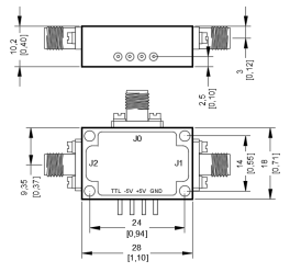 0.5 до 15 ГГц SPDT Absorptive PIN Diode Switch