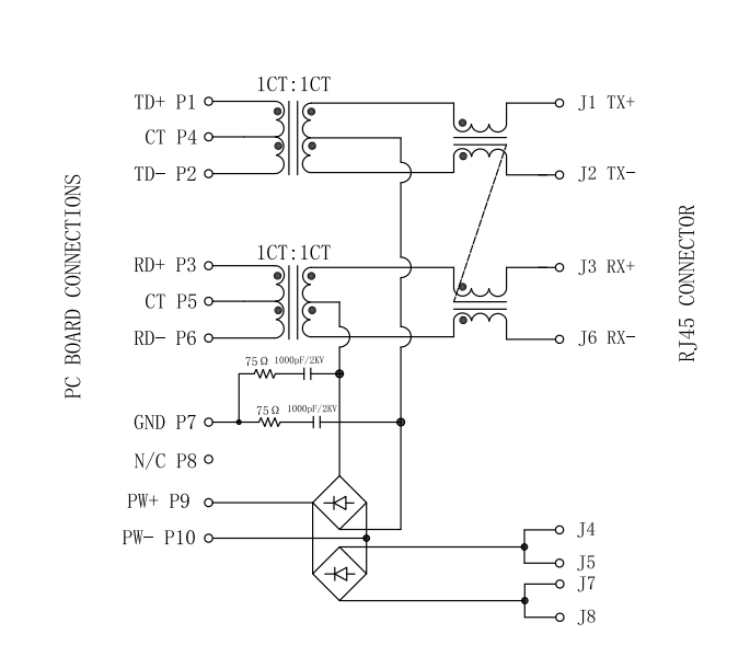 LPJ4284CNL PoE RJ45 Connector with 10/100Base-T Magnetics