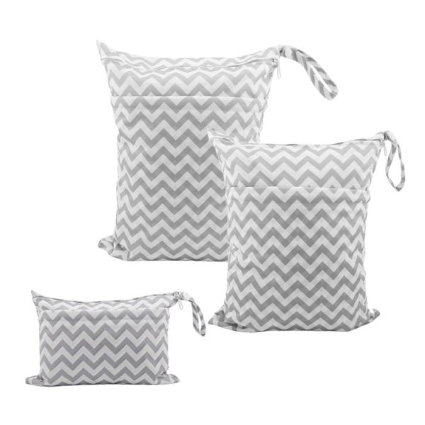 3 Pcs Lightweight Fancy Pretty Diaper Bags 2 Pockets Daycare Nylon Logo Printable