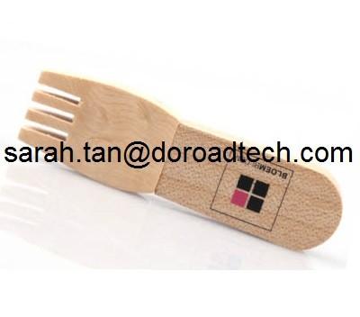 Wooden Fork Shaped USB Drives, Ture Capacity Wood USB Pen Drives