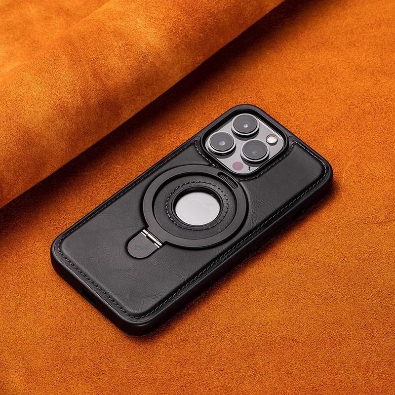 PU Leather Case with Holder Luxury Business Stand Cell Phone Protective Cover for iphone 16 15 14 13 Pro Max