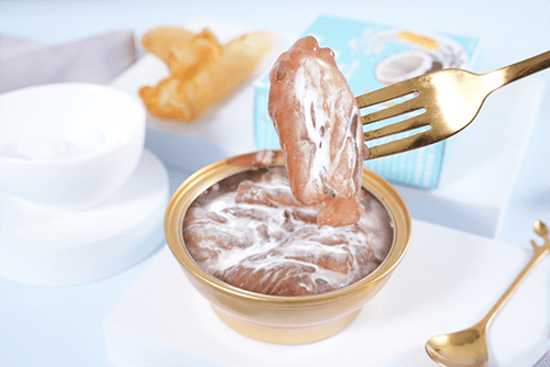 Baja en calorías Leche de coco Arroz púrpura Pescado instantáneo