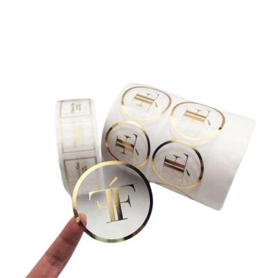 Adesivos de círculo de folha de ouro com impressão personalizada LOGO autoadesivo vinil transparente transparente