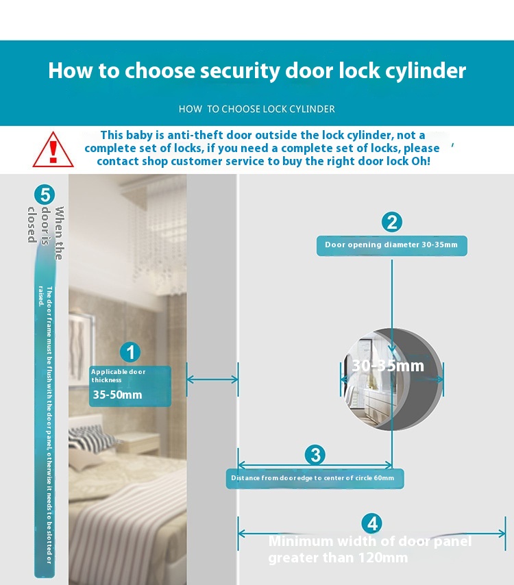 Modern Design Anti-Theft Security Door Lock Full Copper Waterproof B-Grade Core Universal for Old Modern Apartments Finished
