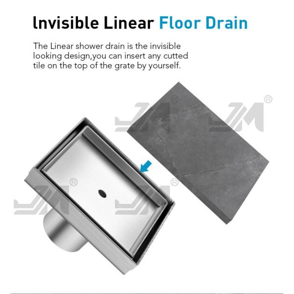 Stainless Steel 304 Shower Floor Drain Square Shape With Satin Polished Finish