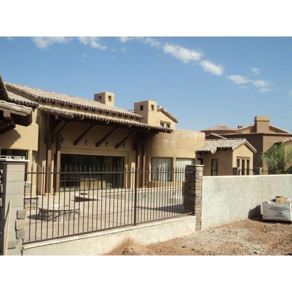 Powder Coated Black Wrought Iron Ornamental Fence Easy Installation