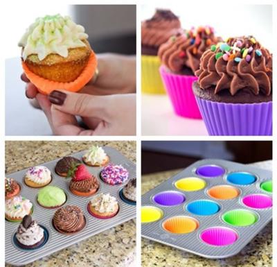 Home Made DIY Silicone Cupcake Molds Round Reusable For Muffin Baking