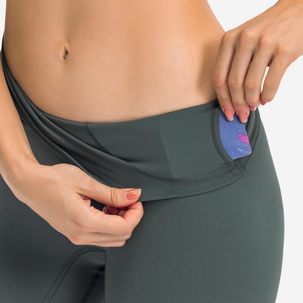 High Waist Sports Yoga Pants Capri Short Tight Slim With Waistband Pocket