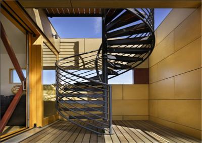 Rubber wood tread Custom Spiral Staircase , decorative spiral staircase with round post balustrade