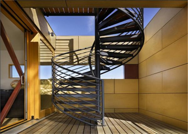Rubber wood tread Custom Spiral Staircase , decorative spiral staircase with round post balustrade