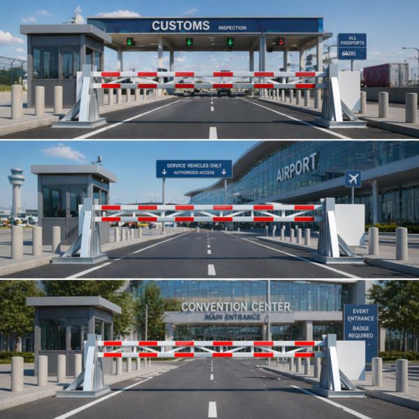 High Security Rising Arm Barrier with K4 Impact Resistance Hydraulic Drive and 6m Barrier Width