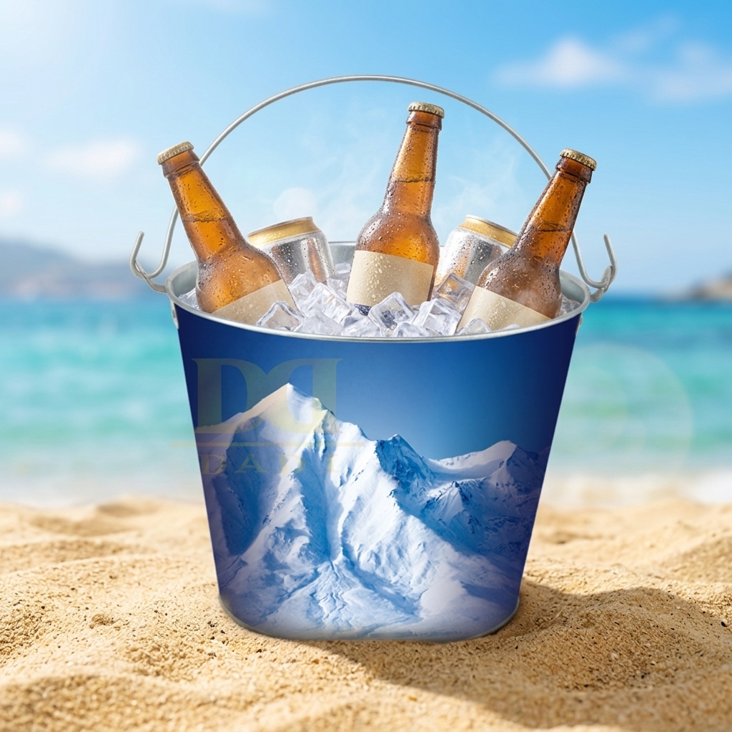DADI Custom Printed Tinplate Cooler Pail Bar Beer Chilling Container for Holiday Promotional Gift