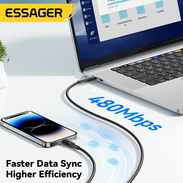 ESSAGER ES-X45 Pd 29w USB C ライトアップ iPhone 急速充電コード