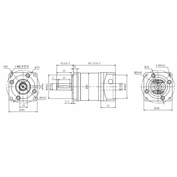 8mm And 14mm Motor Shaft Dimension 60mm Frame Planetary Gear Reducer