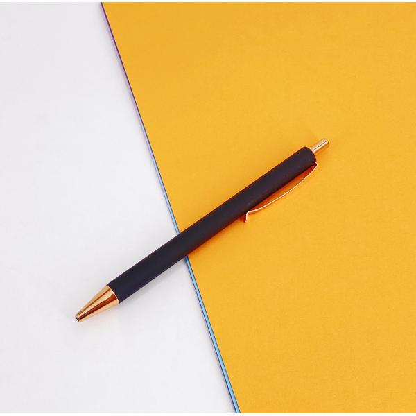 Press Type Business Office Pen Metal Ballpoint Pen With Spray Adhesive Process