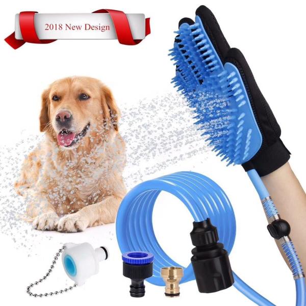 Cão que banha-se fazendo massagens o removedor do cabelo do animal de estimação da palma para a escova da preparação do banho de chuveiro dos cães do banho do cão