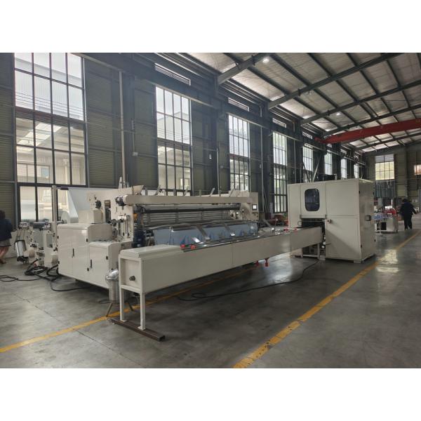 10/12 rollos paquete pequeño Papel higiénico rollos de papel de fabricación de la máquina línea de producción con cortador de sierra de troncos