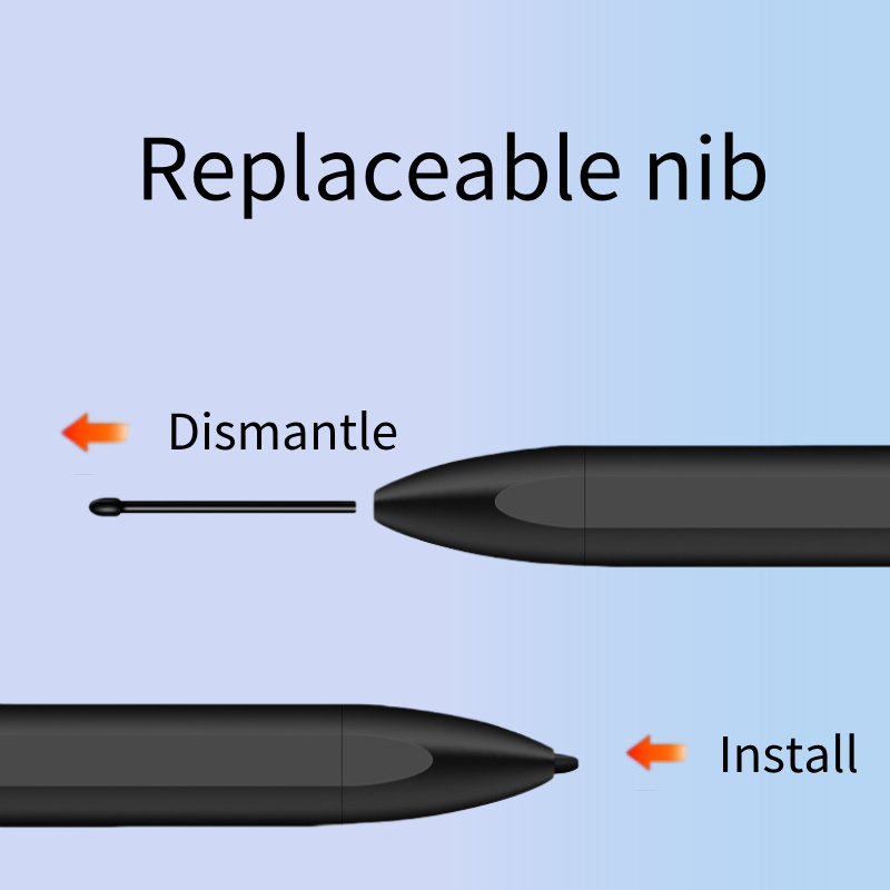 4096 Level Pressure Active Sensing Technology Electromagnetic Soft Pencil Stylus Replaceable Nib Palm Rejection for
