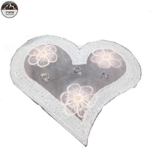 Brand Logo Sequin Embroidery Patches Washable With White / Black Flower