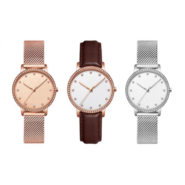 Relógio impermeável BSCI de quartzo da liga do chapeamento do IP das senhoras 3ATM