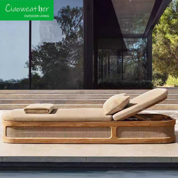 Garden Patio Sun Lounger for Villa Courtyard Outdoor High End Furniture Hotel Swimming Pool Teak Sunlight Bath Bed Set