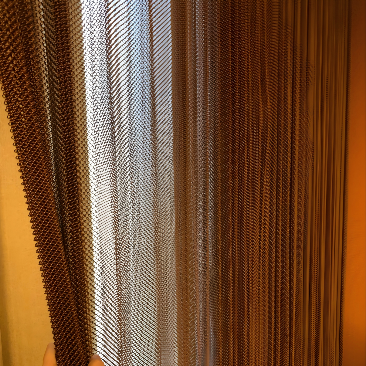 Sliding Track Metal Mesh Curtain With Custom Color For Interior Divider And Waterfall Water Curtain