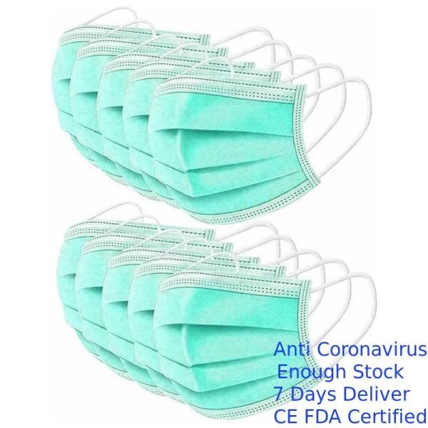 Anti Dust Green Disposable Mask , Earloop Face Mask High Filtration Capacity