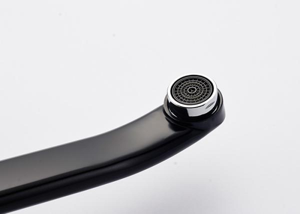 Black Painting Long Neck Kitchen Faucet , ROVATE Kitchen Sink Mixer Taps