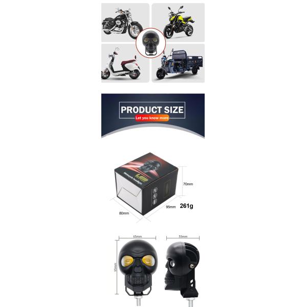 3inch 40w Motorcycle Skull Headlights External Spotlight LED Mini Driving Light Dual Color