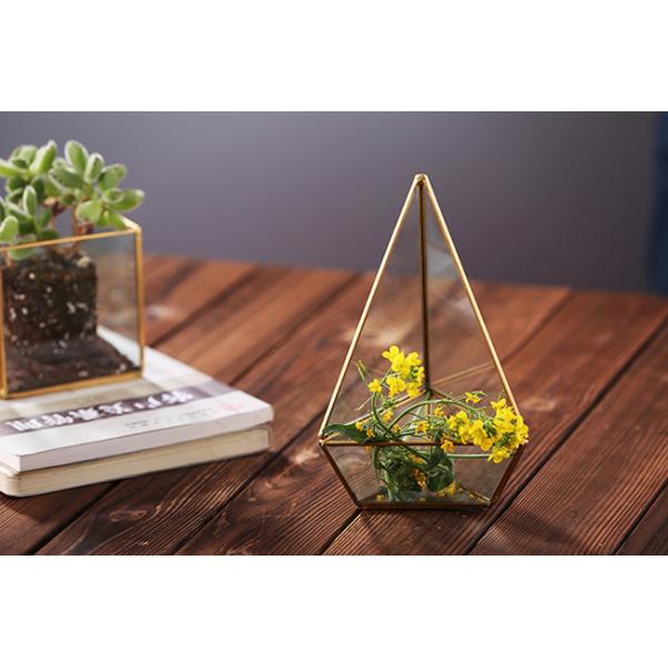 Handmade Glass Homeware Irregular Diamond Shaped Desktop Glass Terrarium Planter