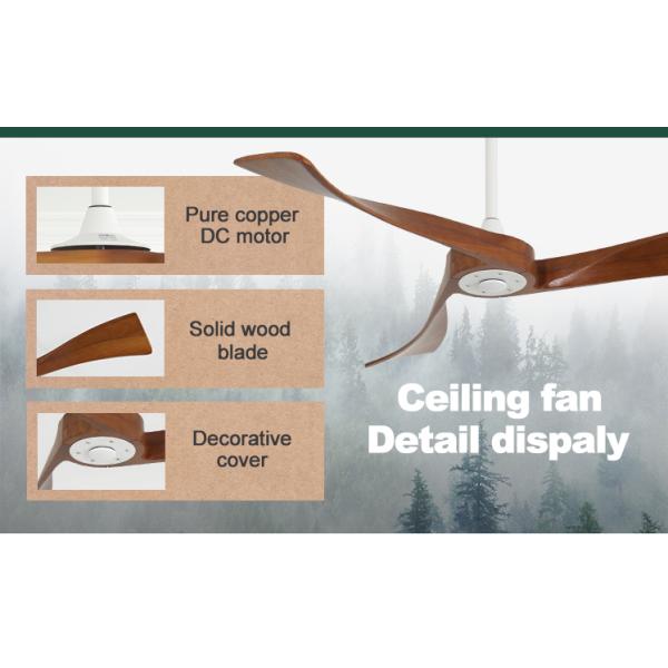 1stshine Ventilador de teto elétrico 3 lâminas de madeira 5 velocidades Vento natural estilo moderno simples