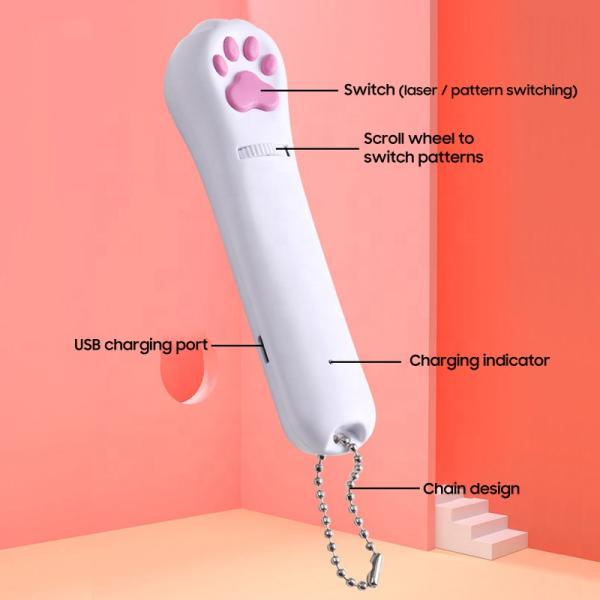 Sustainable ABS Cat Laser Toy White USB Charging Laser Pointer Cat Toy