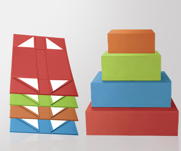 Foldable magnetic folding box Vibrant Red Green Orange Blue luxury cosmetic packaging boxes