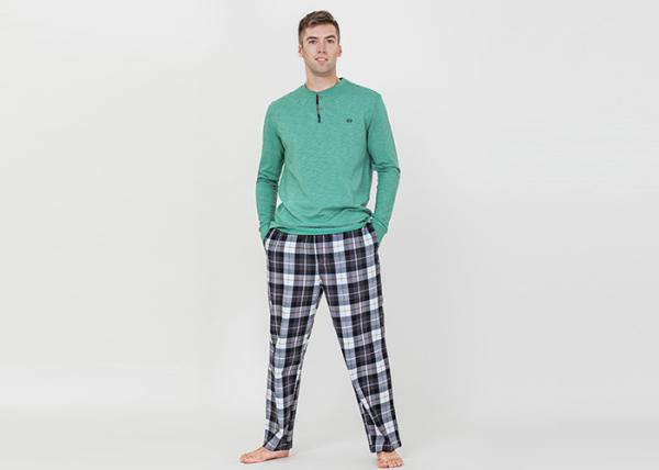 Spring Autumn Mens Luxury Sleepwear Functional Placket Side Pockets Design