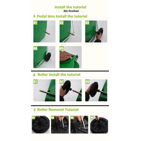 Ящики красных/зеленого цвета пластиковые хлама, ящик Вхэелие 240 литров ненужный для повторно использовать бумагу