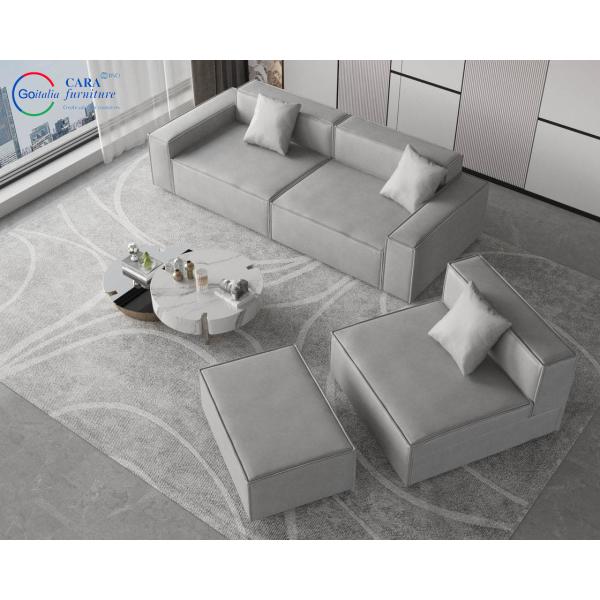 Modern Light Gray Villa Living Room Comfortable L Shaped Sofa Living Room Leather Modular Sofa
