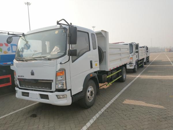 Single Cabin Sinotruk 3T 4x2 Light Dump Truck With Cargo Box White Color